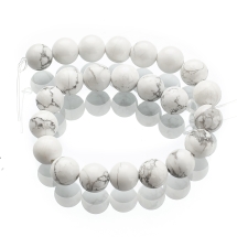 Намистини Натуральний Говліт, На нитках, Круглі, Білий, 8мм, Отвір до 1мм, близько 22шт/17см/нитка, (2WB30825)