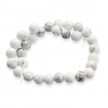 Намистини Натуральний Говліт Круглі, Білий, 5.5-6мм, Отвір 1мм, близько 30шт/19см/нитка, (2WB30826)