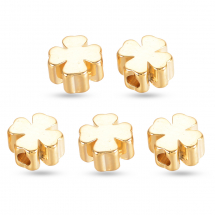 Намистини-Розділювачі з Латуні Конюшина, Позолота 18К, 5х5х3мм, Отвір 1мм, (13WB17369)