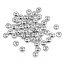 Намистини-Роздільники, Латунь, Рондель, Колір: Платина, Розмір: 5х2мм, Отвір 1.5-2мм, (13WB17393)