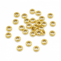 Намистини-Роздільники, Сплав, Круглі Плоскі, Колір: Античне Золото, Розмір: 7х3мм, Отвір 4 мм, (13WB17416)