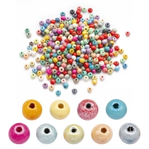 Koraliki Naturalne Drewniane Barwione, Okrągłe, Mieszany, 5-6mm, 25g~360 szt (13WB12701)