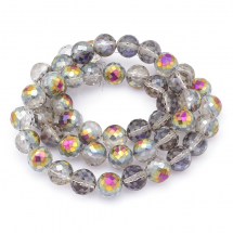 Koraliki Szklane Galwanizacja Tęczowy, Matowe, Fasetowane, Kolor: Szary, 12mm, około 47szt/53cm/nic (13WB19188)