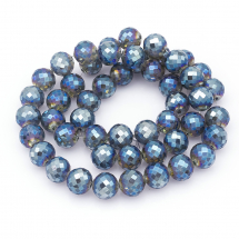 Koraliki Szklane Galwanizacja Tęczowy, Matowe, Fasetowane, Błękit Królewski, 12mm, około 47szt/53cm/nic (13WB19190)