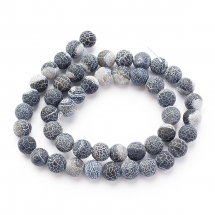 Koraliki Naturalny Agat Crackle, Klasa A, 8mm, Czarny, około 48szt/37cm/nić (13WB19202)