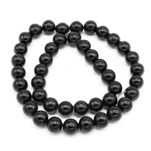 Koraliki Naturalny Czarny Agat, Okrągłe, 10mm, około 35szt/34cm/nić (13WB19226)