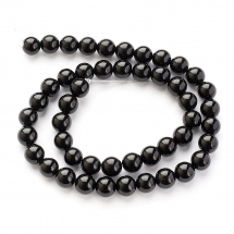 Намистини Натуральний Чорний Агат Круглі, 8мм, Отвір 1.5мм, близько 45шт/37см/нитка, (13WB19234)