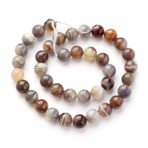 Koraliki Naturalne Agat Botswana, Okrągłe, 10mm, Otwór: 1mm, około 36szt/36cm/nić (13WB19235)