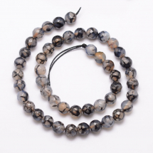 Koraliki Naturalny Agat Smocza Żyła, Klasa A, Fasetowany, Termobarwione, Czarny, 8mm, około 45szt/36cm/sznur (13WB19261)