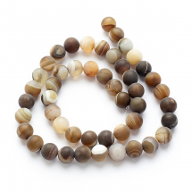 Koraliki Kamień Naturalny Agat Pasiasty Klasa A Matowe Kula, Brązowy, 8mm, 45szt/36cm/sznur (13WB19272)