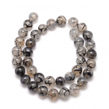 Koraliki Naturalny Agat Smocze Żyła, Klasa A, Termobarwione, Kawowy 10mm, około 35szt/36cm/sznur (13WB19279)