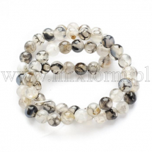 Намистини Натуральний Агат Вени Дракона, Круглі, Клас А, Пофарбовані, Кава, 6мм, Отвір 1мм, ок 58шт/36см/нитка, (13WB19281)