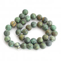 Koraliki Kamień Naturalny Turkus Afrykański Matowe Kula, 10mm, Czarno-Turkusowy, 35szt/36cm/sznur (13WB11501)