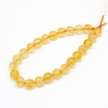 Koraliki Naturalny Kryształ Górski, Okrągłe, Termobarwiony, Kolor: Złoty, 8mm, około 22szt/18cm/nić (13WB11503)