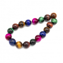 Koraliki Naturalne Tygrysie Oko, Okrągłe, Kolor: Mieszane kolory, 10mm, około 17szt/17cm/nić (13WB11541)