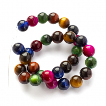 Намистини Натуральне Тигрове Око Круглі, Мікс, 6мм, Отвір 1мм, близько 30шт/18см/нитка, (13WB11542)