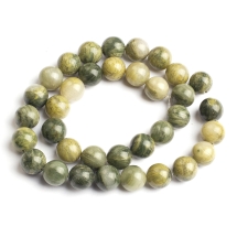 Koraliki Naturalny Zielony Kwarc Rutylowy, Kulki, 10mm, około 35szt/37cm/sznur (13WB11737)