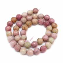 Koraliki Naturalny Rodonit, Fasetowany, Kolor: Różowy, 8mm, Otwór 1mm, około 42szt/35cm/nic (13WB11758)