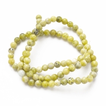 Koraliki Naturalny Żółty Turkus, Kulki, 4-4.5mm, około 85szt/37cm/sznur (13WB11763)