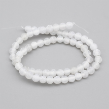Koraliki Kamień Naturalny Agat Spękany Matowe Kula, Biały, 6mm, 62szt/36cm/sznur (13WB11839)