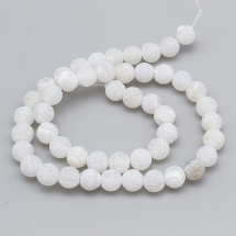 Koraliki Kamień Naturalny Agat Spękany Matowe Kula, Biały, 8mm, 44szt/35cm/sznur (13WB11840)
