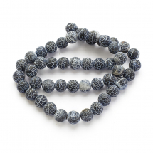 Koraliki Kamień Naturalny Agat Spękany Matowe Kula, Szaro-niebieski, 8mm, 44szt/35cm/sznur (13WB11844)