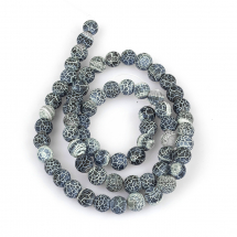 Намистини Натуральний Вивітрений Агат, Круглі, Пофарбовані, Сіро-синій, 6мм, Отвір 1мм, близько 62шт/36см/нитка, (13WB11845)