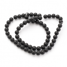 Koraliki Naturalny Czarny Agat, Klasa A, Matowe, Termobarwione, Okrągłe, 6mm, około 60szt/37.5cm/sznur (13WB11849)
