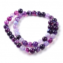 Koraliki Naturalny Agat Paskowany, Okrągłe, Kolor: Indygo, 8mm, około 46szt/37cm/nić (13WB11872)