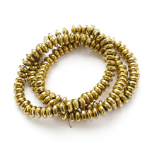 Koraliki Hematyt Syntetyczny Niemagnetyczny, Galwanika, Rondel, Złoty, 6x3mm, około 138szt/40cm/nić (13WB18734)