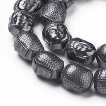 Koraliki Syntetyczny Hematyt, Niemagnetyczne, Głowa Buddy, 10.5x9x8.5mm, około 39szt/41cm/nic (13WB18746)