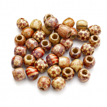 Koraliki Naturalne Drewniane Drukowane, Mix, 16x17x17mm, 25szt/50g (13WB18782)