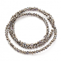 Koraliki Szklane Galwanizacja, Fasetowane, Czarny, 3x2mm, około 155szt/35cm/sznur (14WB9211)