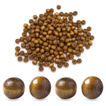 Намистини Дерев'яні Круглі Ручної Роботи, Коричневий, 8мм, Отвір 2мм, близько 280шт/50г, (13WB29770)