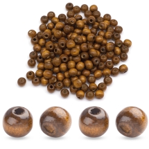 Намистини Дерев'яні Пофарбовані, Круглі, Коричневий, 10х9мм, Отвір: 3.5мм, близько 150шт/50г, (13WB29780)