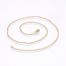 Намисто Витий Ланцюг, Нержавіюча Сталь із Застібкою Карабін-лобстер, Колір: Золото, Довжина: 50см, Товщина: 0.5мм, Ширина: 2мм, (13WB29410)