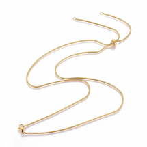 Намисто-слайдер Ланцюг Снейк, Нержавіюча Сталь, Карабін-лобстер і Намистина Стоппер, Золото, 73см, Намистина 8х4мм, Карабін: 11х7х3.5мм (13WB29458)