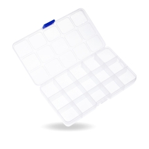 Контейнер для Бісеру та Намистин, Пластиковий, Безбарвний, 17.5x10x2.5см, Секції 3.2x2.9x2.1см, 15 відділень, (13WB29179)