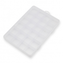 Контейнер для Бісеру та Намистин, Пластиковий, Безбарвний, Розмір: 19x13x2.2см, Секція: 30x30мм, Отвір: 6x16.5, 24 відділення, (13WB29250)