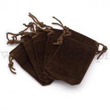 Подарунковий Мішечок з Оксамиту, з Куліскою, Колір: Коричневий, 7х5см, (13WB29346)