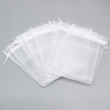 Подарунковий Мішечок з Органзи Прозорий, Білий, 18х13см, (13WB29626)