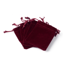 Подарунковий Мішечок з Оксамиту, з Куліскою, Темно-червоний, 15х10см, (13WB29630)