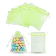 Подарунковий Мішечок з Органзи, Прозорий, Колір: Світло-зелений, 15х10см, (13WB29712)