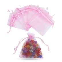 Подарунковий Мішечок Прозорий з Органзи, Рожевий, 12х10см, (13WB29715)
