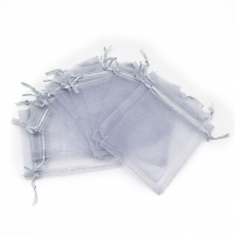Подарунковий Мішечок з Органзи, Прозорий, Світло-сірий, 12х10см, (13WB29716)