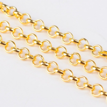 Ланцюг Залізо Rolo, Кругла Ланка, Непаяний, Колір: Золото, Ланка: 4х1мм, (13WB29011)