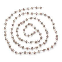 Ланцюг Залізний Намистини Скло Рондель, Ручна Робота, Непаяний, Колір: Платина, Сірий, Розмір: 6х4.5мм, 1м/ланцюг, (13WB29166)