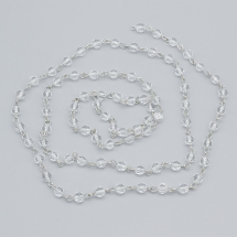 Ланцюг Залізний, Намистини Скло, Грановані, Ручна Робота, Непаяний, Платина і Безбарвний, Ланка 13х7мм, близько 90шт/1м/ланцюг, (13WB29173)