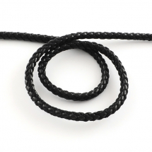 Sznurek ze Sztucznej Skóry, Pleciony, Czarny, do Tworzenia Biżuterii, Średnica: 5mm, 9m/szpula, (13WB29180)