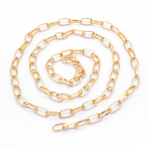 Ланцюг Алюмінієвий Витий, Велика Ланка, Плоско-Овальні, Колір: Світле Золото, Ланка: 15.5х8мм, Товщина 1мм, (13WB29186)